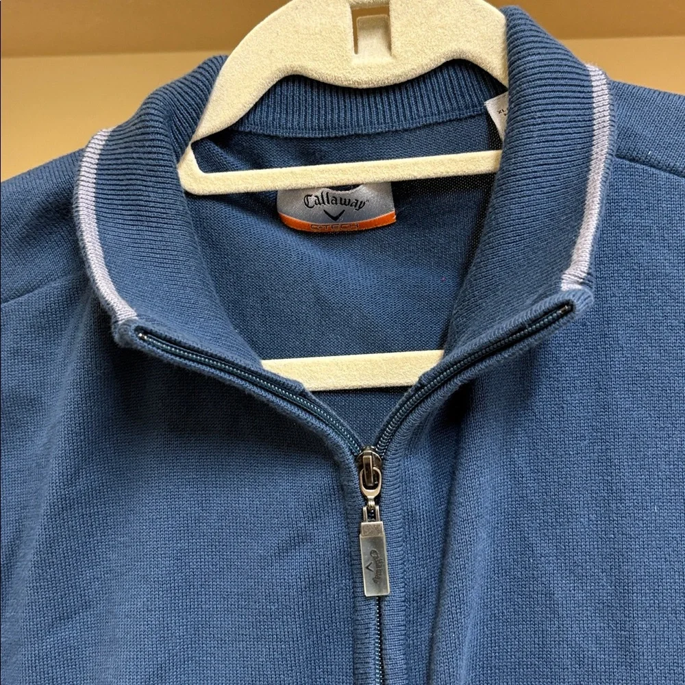 Callaway V Tech Men's Navy 1/4 Zip-Up Sweater Vest 100% Cotton Size‎ XL